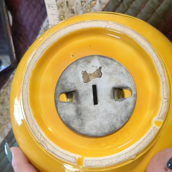vintage McCOY Smiley Face coin bank heavy glazed ceramic removable bottom 10/10 - Picture 4 of 6